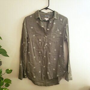 Merona Cotton Light Olive Green Pullover Elephants XS